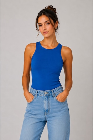 Parshey Kadın Slim Fit Halter Yaka Kolsuz Basic Atlet Body Koyu Mavi