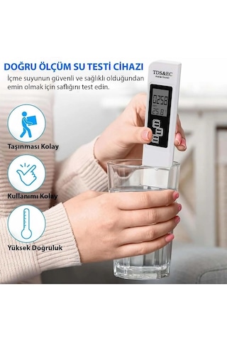 Yenilzd Sıcaklık Ölçüm Cihazı 3in1 Dijital Tds Su Kalitesi Değeri