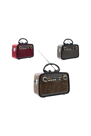 Eskitme - 217 - Nostalji Tasarımlı Bluetoothlu Nostalji Radyo Ahşap - Spt-gld - Nostaljik Görünümlü