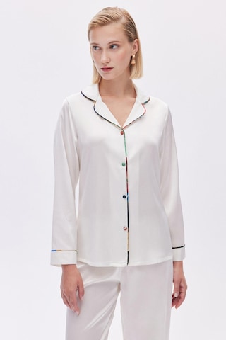 Colorex Ekru Uzun Saten Pijama Takımı Ekru