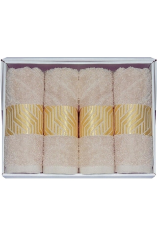 Vos Versa Bursa Varak Serisi 50x90cm %100 Pamuk 4lü Yüz Havlusu Vizon Vvhm0021-378 - Vizon