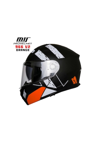 Mts M-966 Çene Açılır Motosiklet Kaskı Siyah - Turuncu