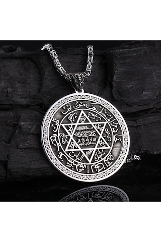 Fkgümüş 925 Ayar Gümüş Motifli Mührü Süleyman Kolye