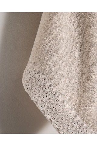 Madame Coco Analisa %100 Pamuk Yüz Havlusu - Bej - 50x70 Cm 8684427221938 Ekru
