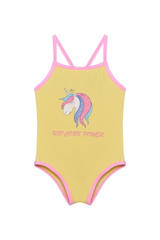 Toosalty Kız Çocuk Unicorn Desenli Sarı Mayo 25sg008st Sarı