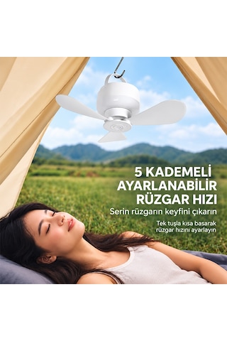 Ezere Aerosnap Led Kamp Tavan Fanı Ve Taşınabilir Şarjlı Tavan Vantilatörü