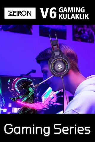 Zeiron V6 Siyah Usb 7.1 Stereo Profesyonel Mikrofonlu Surround Gaming Rgb Kulaküstü Oyuncu Kulaklığı