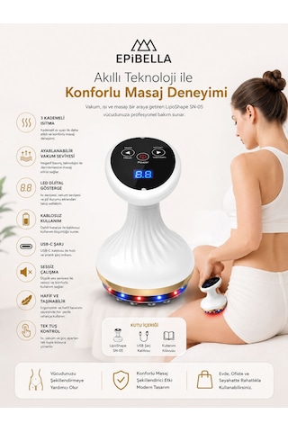 Liposhape Vakumlu Selülit Masaj Cihazı Isıtmalı Negatif Basınçlı Vücut Masaj Aleti