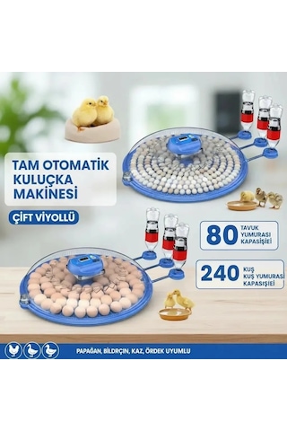 80 Ve 240 Kapasiteli Fonksiyonel Tam Otomatik Kuluçka Papağan Mini Kuş Tuk Kaz Ördek Uyumlu