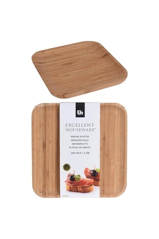 Excellent Houseware Kare Sunum Tahtası - 17x17 Cm Bej