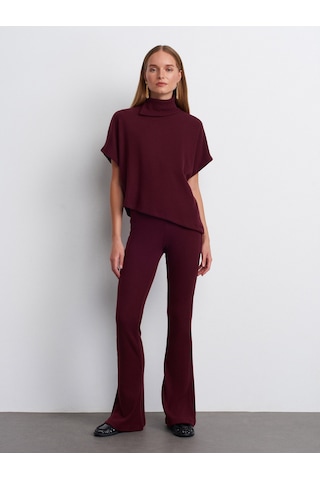 Dilvin 71910 Yüksek Bel Örme Pantolon-bordo Bordo