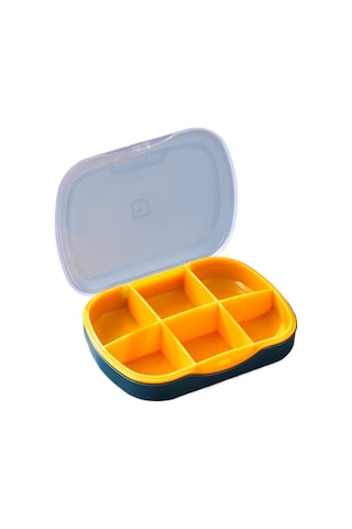 Likeable Taşınabilir Mühürlü Ilaç Dağıtım Kutusu, Bir Haftalık Büyük Kapasiteli Ilaç Saklama Kutusu, 6 Bölmeli Taşınabilir Küçük Ilaç Kutusu - Koyu Mavi