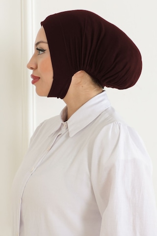 Melodi Scarf Kadın Tesettür Geniş Hacimli Pratik Ense Ve Çene Altından Geçmeli Kaymayan Çeneli Bone Kahverengi Kahverengi