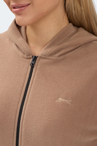 Slazenger Sofal I Kadın Fermuarlı Kapüşonlu Cepli Toprak Polar Toprak
