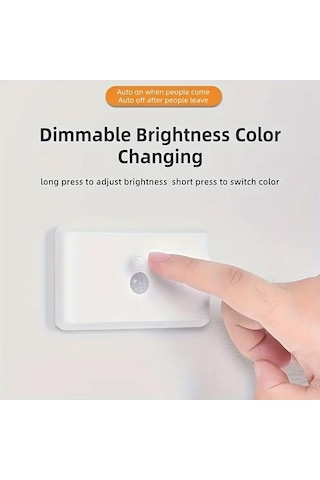 Boatshop1 1 Adet Akıllı Işık Çok Fonksiyonlu Led Hareket Sensörlü Duvara Monte Gece Lambası Ayarlanabilir Renk Değiştirir Usb Şarjlı Ve Pille Çalışır Yatak Odası Salon İçin