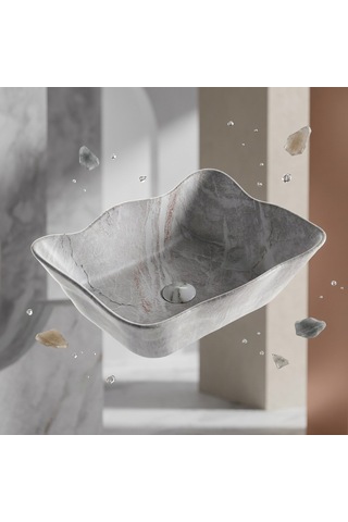 Ey-4810m Mermer Desenli Tezgah Üstü Lavabo Renkli