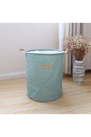 Yifomall Yeşil Nokta Pu Çerçeveli Kolluklu Kumaş Çok Amaçlı Katlanabilir Giyim-oyuncağı Saklama Sepeti Diğer