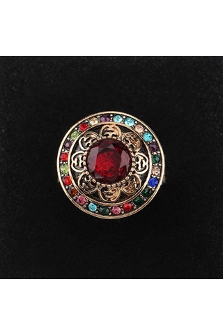 Siyah Kraliyet Tarzı Renkli Kristal Türk Geniş Yüzük Türkiye Çiçek Yuvarlak Reçine Parti Takı Vintage Kadın Bayan Parmak Yüzük 10 Siyah