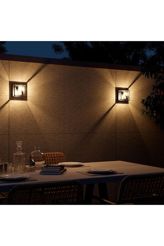 Bologna Led Duvar Lambası, 2x E27, Siyah, Ip44 Sıçrama Geçirmez, Endüstriyel Modern Tasarım