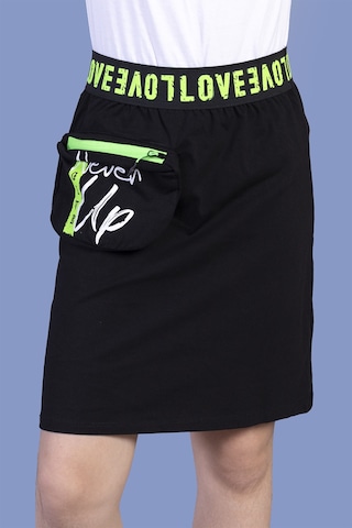 Toontoy Kız Çocuk Baskılı Çanta Detaylı Etek Siyah