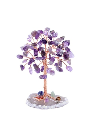 Valkyrie Ametist Yaşam Ağacı Kristal Bonsai Doğal Taş Dekor El Yapımı Tel Ağaç Meditasyon & Ofis Masaüstü Süs