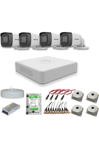 Hikvision 2 MP 4 Kameralı 1 TB Disk Dış Ortam AHD HD-TVI Full Kamera Seti