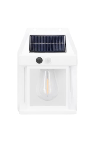 Beyaz 5w Solar / Güneş Enerjili Led Ampullü Duvar Fener Aplik 3200k - Sarı Işık 1 Adet
