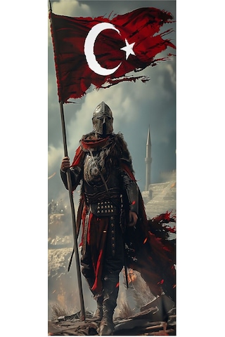 Türk Bayraklı Asker Baskılı Araç Kapı Direk Kaplama Folyo Sticker 2'li Sağ&sol