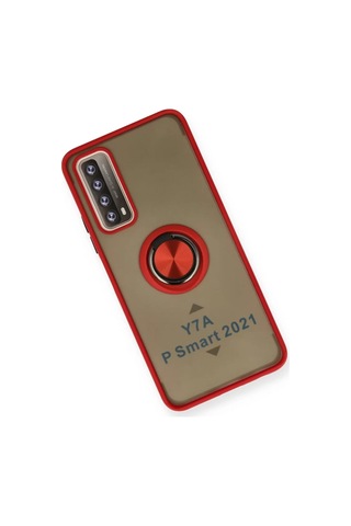 Newface Huawei P Smart 2021 Kılıf Montreal Yüzüklü Silikon Kapak - Kırmızı Belirtilmemiş