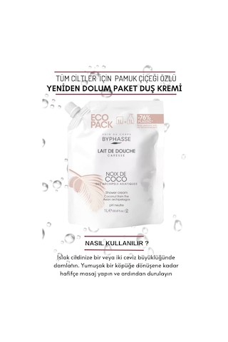 Byphasse Caresse Hindistan Cevizi Özlü Kremli Duş Jeli Ekonomik Yeniden Dolum Paketi 1 L