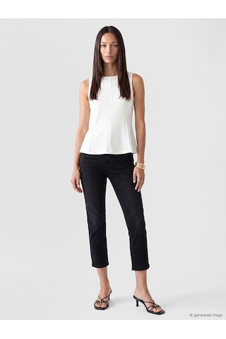 Lcw Everyday Beyaz Bisiklet Yaka Peplum Bluz