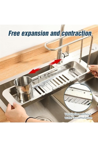 Tongxida Bosphorusboutique Süngerlik Rafı, Parlak Gümüş Genişletilebilir Drenaj Çelik C Hh Çok Renkli Çok Renkli