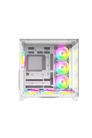 Strong Syrax 7x 120 Mm Fanlı Rgb Led Buton Kontrol Atx Akvaryum Beyaz Gaming Bilgisayar Kasası Powersız