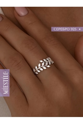 Miestilo 925 Ayar Gümüş Zarif Zincir Gidon Yüzük 162410626 Beyaz