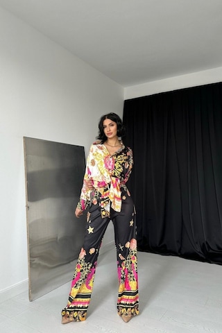 Sensuelle Desenli Gömlek Ve Desenli Pantolon Takım Çok Renkli