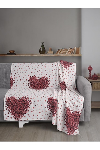 Tek Kişilik Baskılı Pike Koltuk Örtüsü Breeze 180x230 Cm Beyaz/Mor