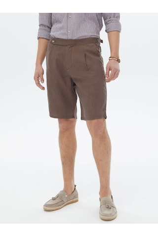 Kip Kahverengi Dokuma Carrot Fit Casual Bermuda Çok Renkli