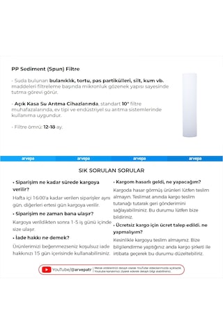 Açık Kasa Su Arıtma Cihazı Sediment Spun Filtre 3 Adet