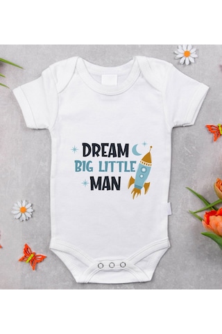 Bk Kids Dream Big Little Man Tasarımlı Bebek Body Zıbın - Model 1 12-18 Ay sarı