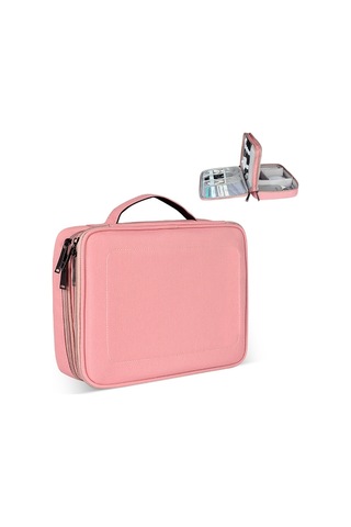 Sones İpad İçin Büyük Naylon Su Geçirmez Kutu Tipi Çok İşlevli Saklama Çantası, Boyut: 29 X 21 X 8 Cm Pembe