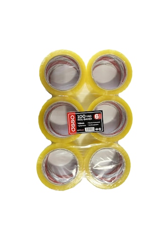 Osso Şeffaf Bant Ambalaj Koli Bandı - 100 Yrd / 91.44 Metre - 43 Mm - 6 Adetlik 5 Paket 30
