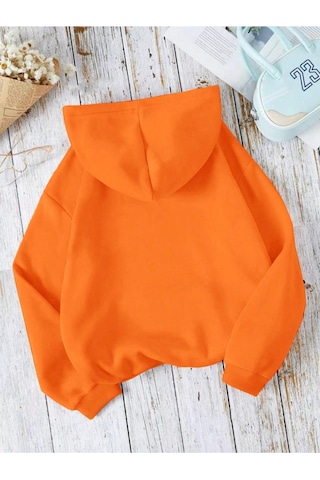 Startmore Turuncu Unisex Kadın/erkek Düz Renkli Pamuklu Oversize Kapüşonlu