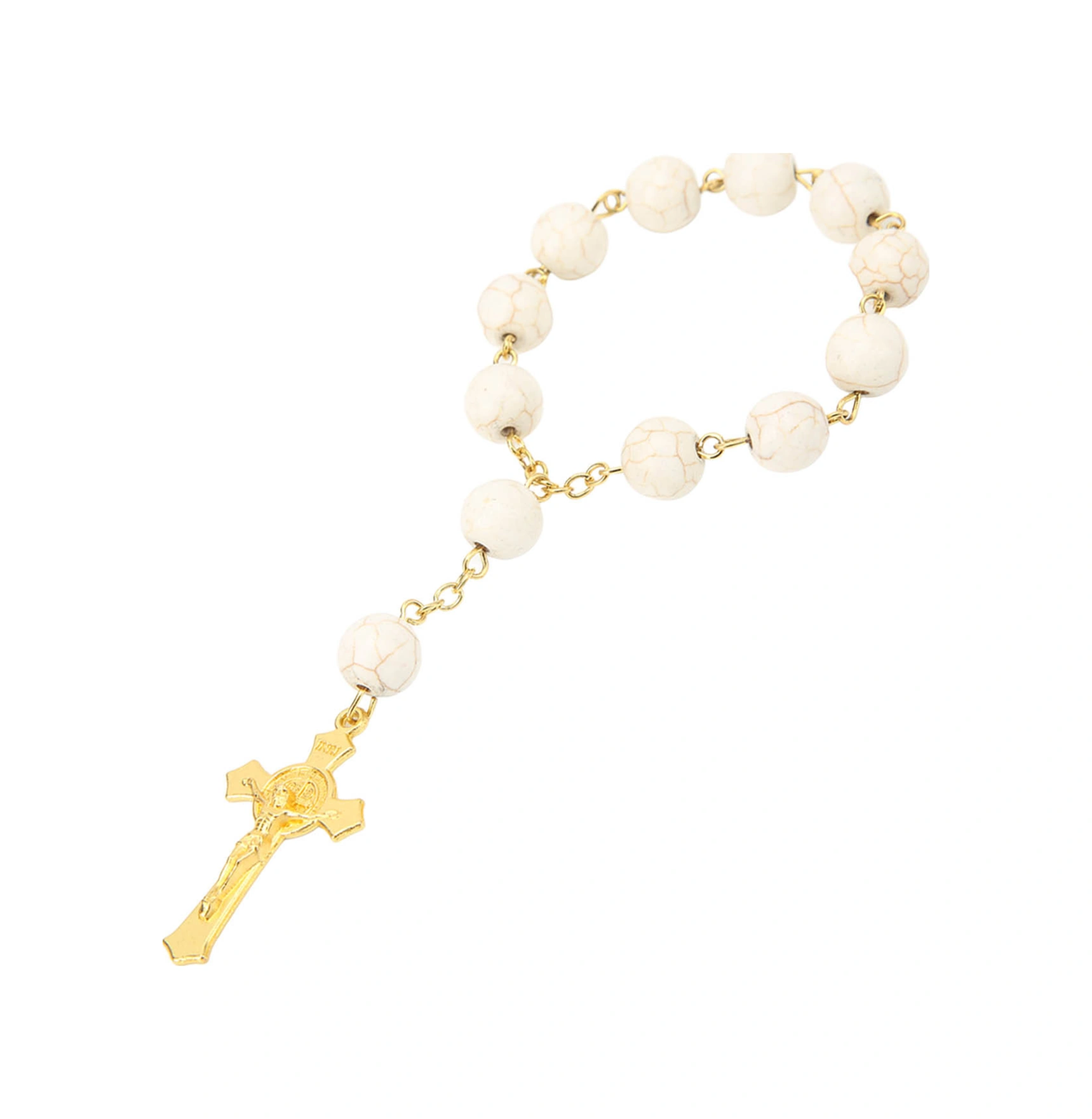 Wezone Kutsal Benito Madalyonlu Mavi Turkuaz Ve Alaşım Araba Ayna Asısı - Katolik Zikirmatik, Dini , Dekoratif Takı, Erkek/kadın İçin Rf23-zsn010