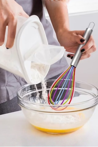 Metal Saplı Silikon Çırpıcı Çizilmez Çelik Mixer Çok Renkli