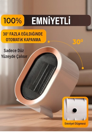1200w Mini Elektrikli Isıtıcı Fan 2 Kademeli Masaüstü Üflemeli Fanlı Isıtıcı Güvenli Emniyet Sistemi