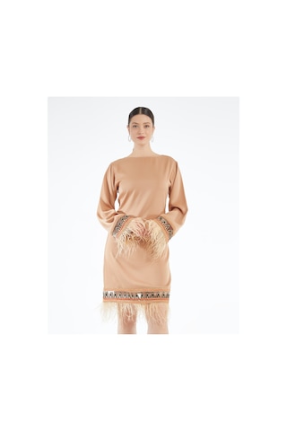 Serpil Exclusive Kadın Mini Elbise - Otriş Ve İşleme Detaylı - Modern Ve Şık Tasarım - Özel Gün Ve Davet İçin Elbise Siyah-haki Haki - Siyah