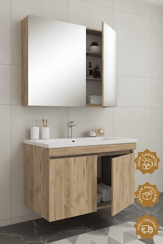 Teta Home Tokyo 80 Cm Mdf Banyo Dolabı Seti Atlantik Çam Atlantik Çam