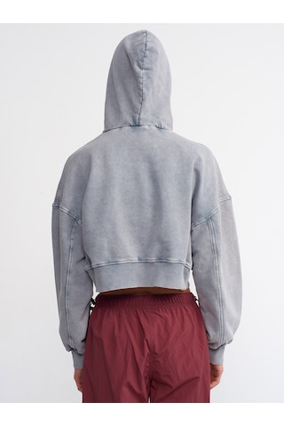 Dilvin Yıkama Efektli Sweatshirt Gri