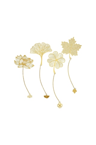 4 Adet Zincirli Metal Kitap Ayracı, Altın Kesim