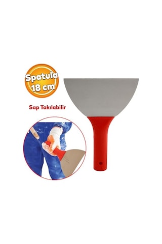 Tr Feyzayapı Plastik Saplı Metal Spatula Sıva Duvar Macun Boya Kazıma Ispatulası 18 Cm Takılabilir Sap